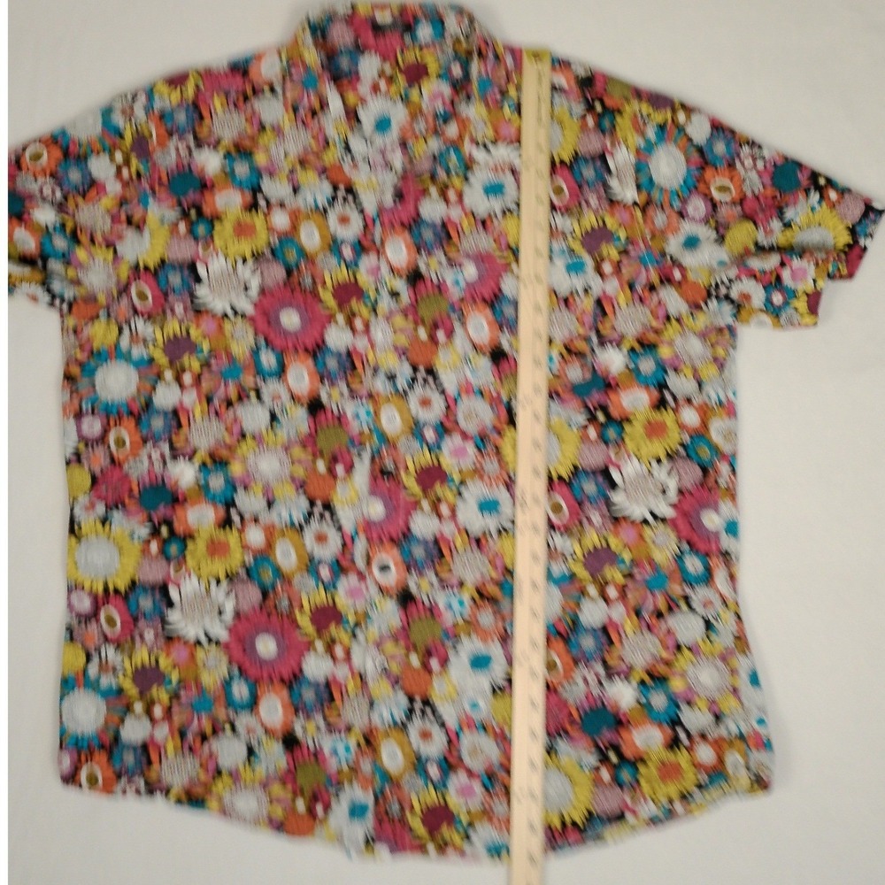Coofandy Mens XL Short Sleeve Button Down Shirt Floral Sunflower Multi-Color - Picture 7 of 7